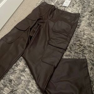 Zara brown “leather” cargo pants